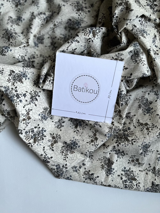 Jeanne - Batiste de coton bio SILKYNE à imprimé fleuri automne Tissus issus de l'agriculture biologique  - 6