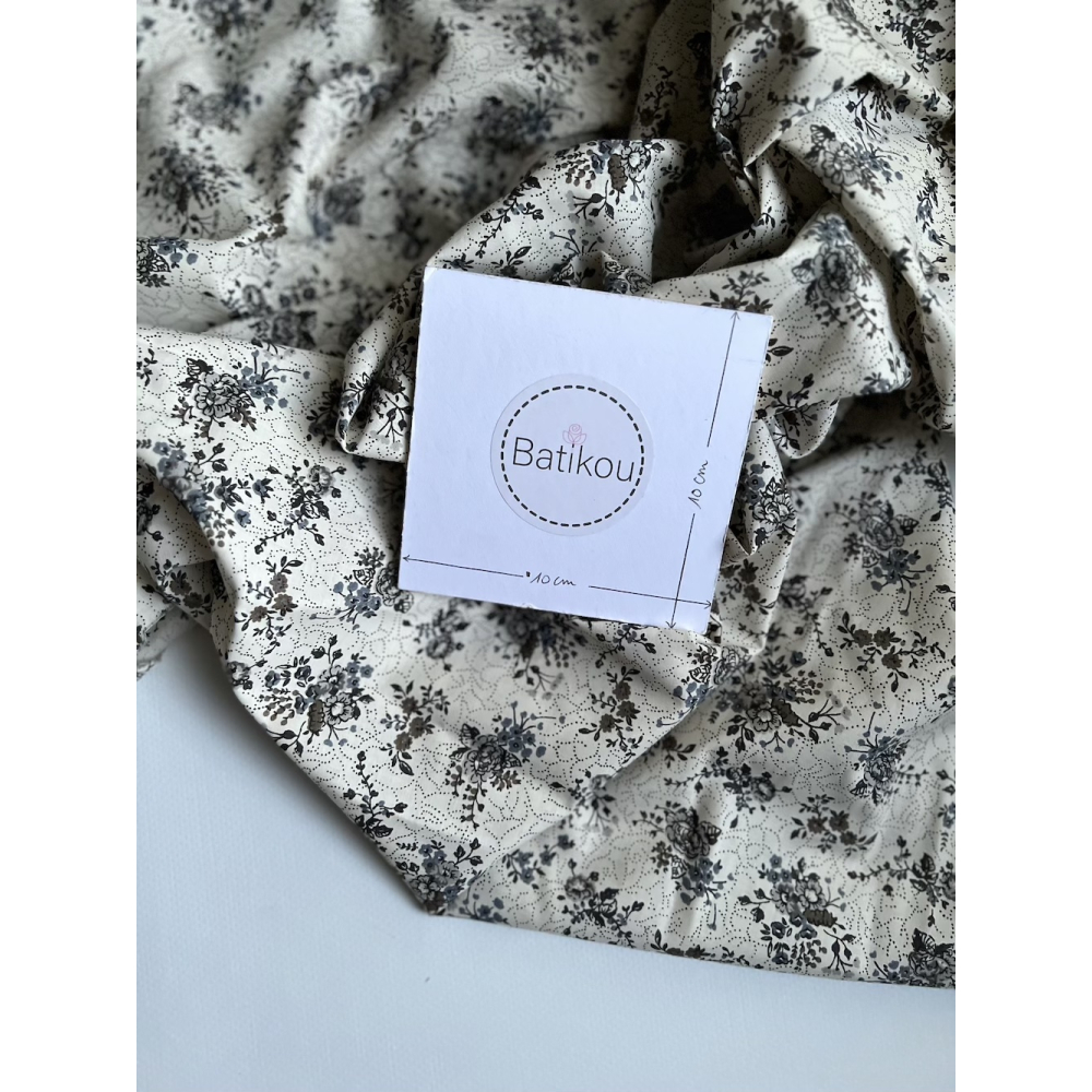 Jeanne - Batiste de coton bio SILKYNE à imprimé fleuri automne Tissus issus de l'agriculture biologique  - 6