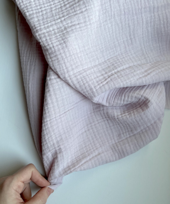 Double gaze de coton BIO unie parme pastel Tissus issus de l'agriculture biologique  - 3