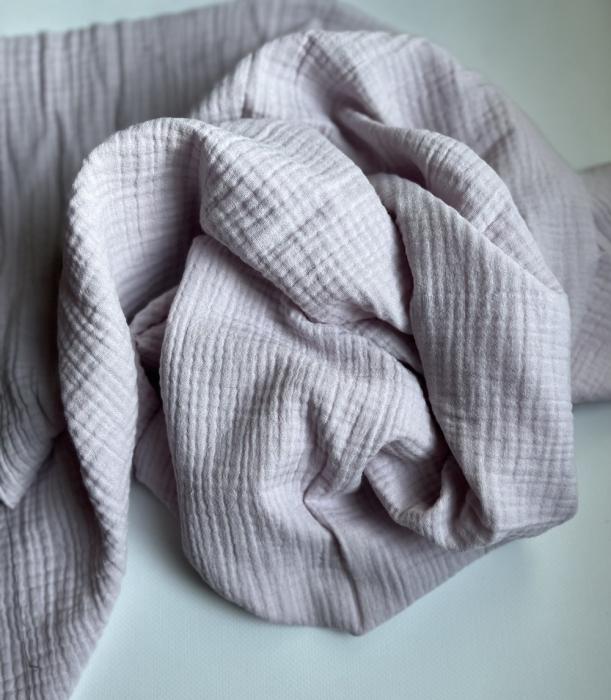 Double gaze de coton BIO unie parme pastel Tissus issus de l'agriculture biologique  - 7