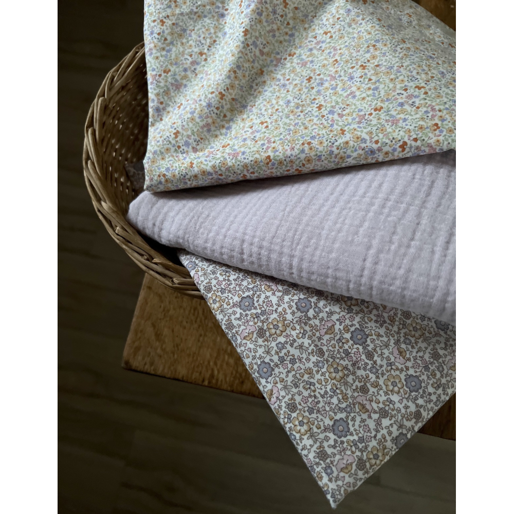 Double gaze de coton BIO unie parme pastel Tissus issus de l'agriculture biologique  - 2