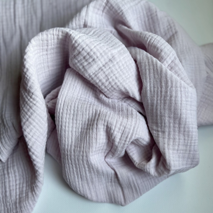 Double gaze de coton BIO unie parme pastel Tissus issus de l'agriculture biologique  - 1