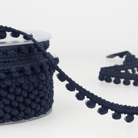 Galon mini pompons 6mm x 1m bleu marine  - 1