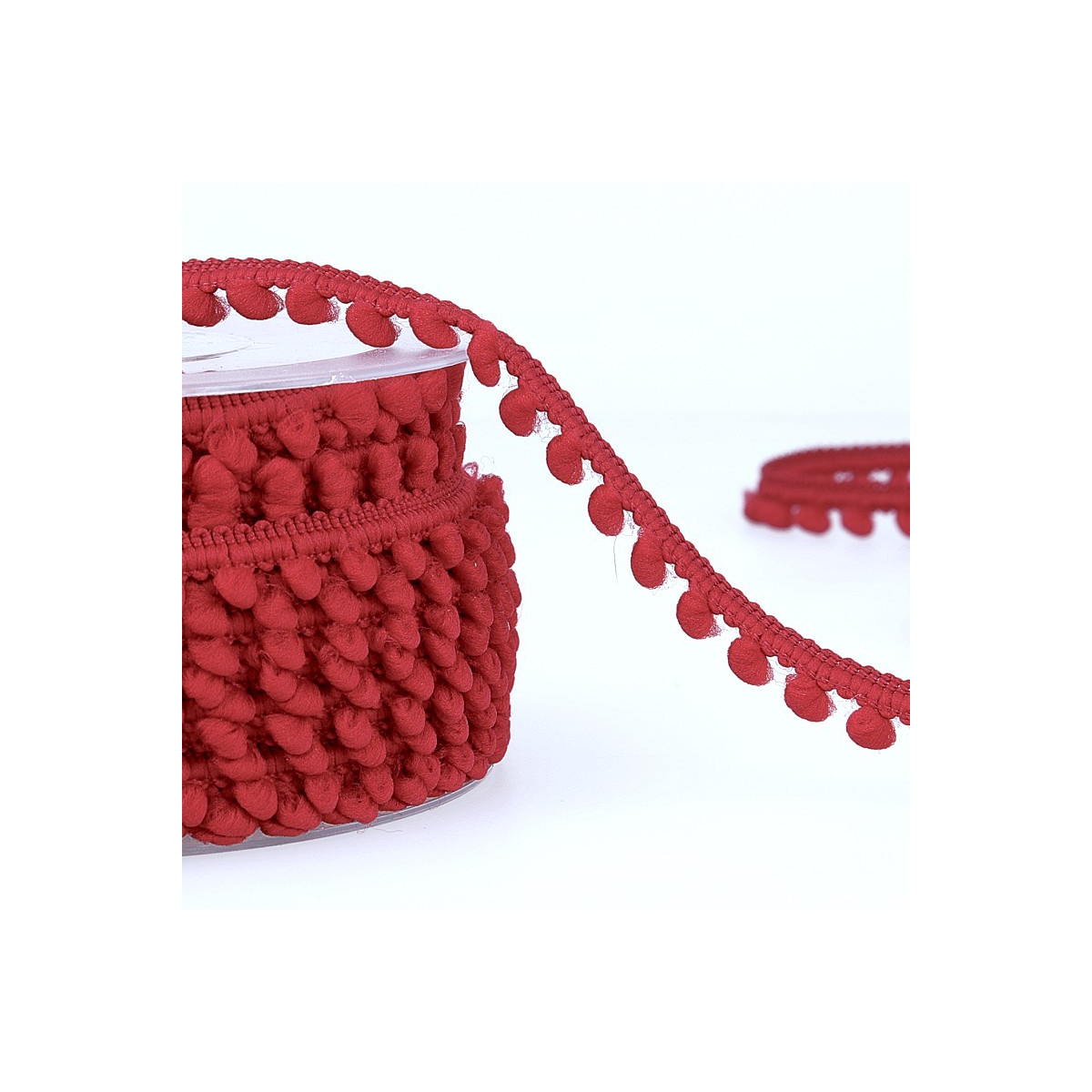 Galon mini pompons 6mm x 1m rouge Hermès  - 1 Galon mini pompons 6mm x 1m rouge Hermès  - 1