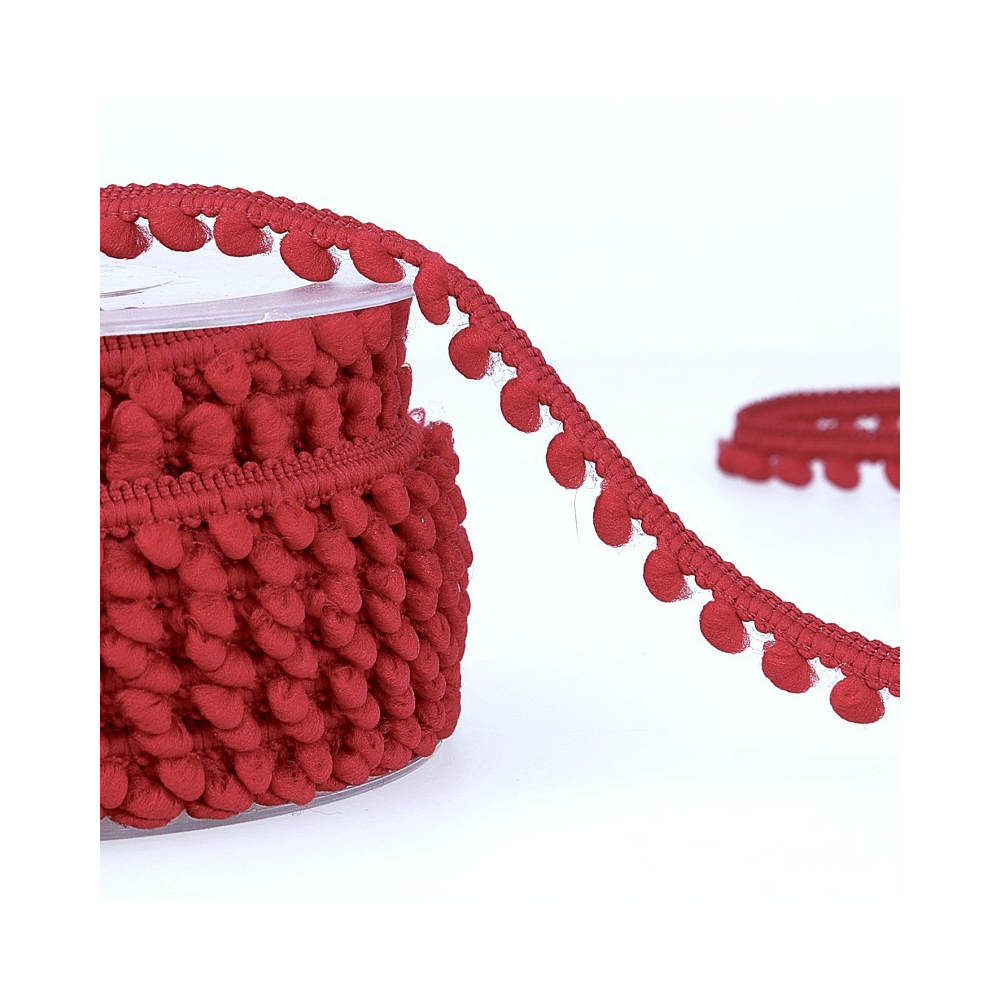 Galon mini pompons 6mm x 1m rouge Hermès  - 1