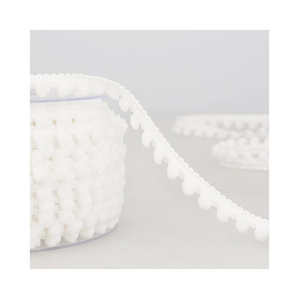 Galon mini pompons 6mm x 1m blanc  - 1