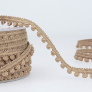 Galon mini pompons 6mm x 1m grège  - 1