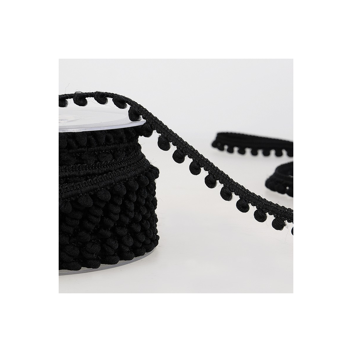 Galon mini pompons 6mm x 1m noir  - 1 Galon mini pompons 6mm x 1m noir  - 1