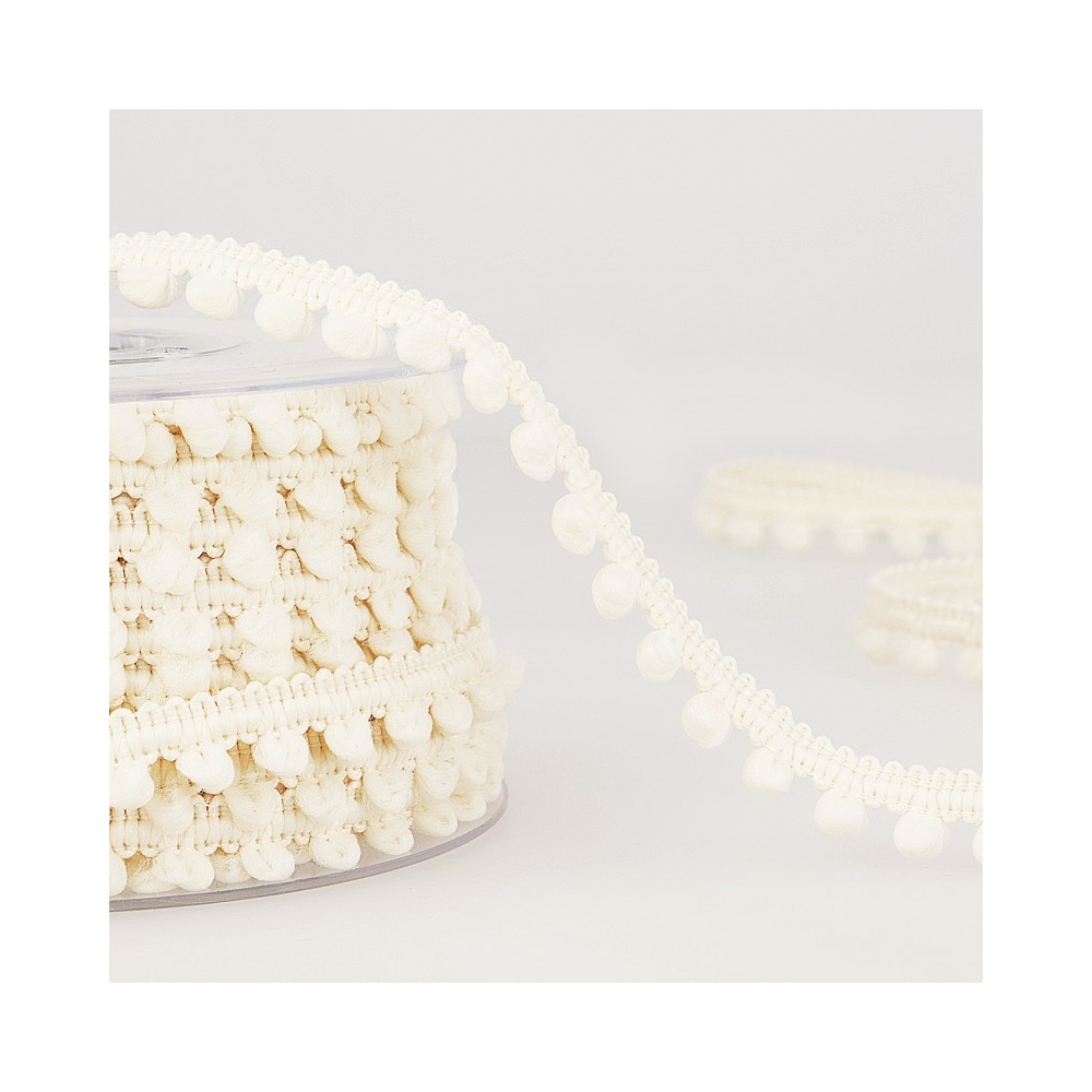 Galon mini pompons 6mm x 1m écru  - 1