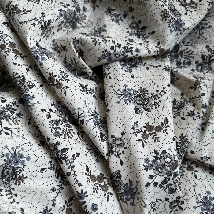 Jeanne - Batiste de coton bio SILKYNE à imprimé fleuri automne Tissus issus de l'agriculture biologique  - 1