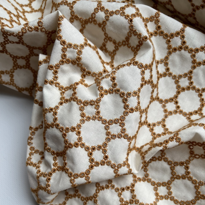 Popeline coton organique broderie moutarde Tissus issus de l'agriculture biologique  - 8