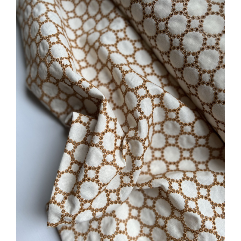 Popeline coton organique broderie moutarde Tissus issus de l'agriculture biologique  - 9