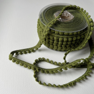 Galon mini pompons 6mm x 1m vert olive  - 1