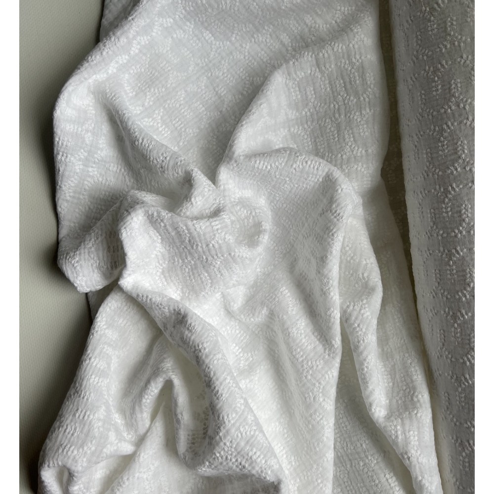 Double gaze de coton broderie anglaise coloris blanc Qualité Oeko-tex - 3