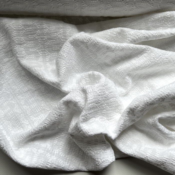 Double gaze de coton broderie anglaise coloris blanc Qualité Oeko-tex - 1