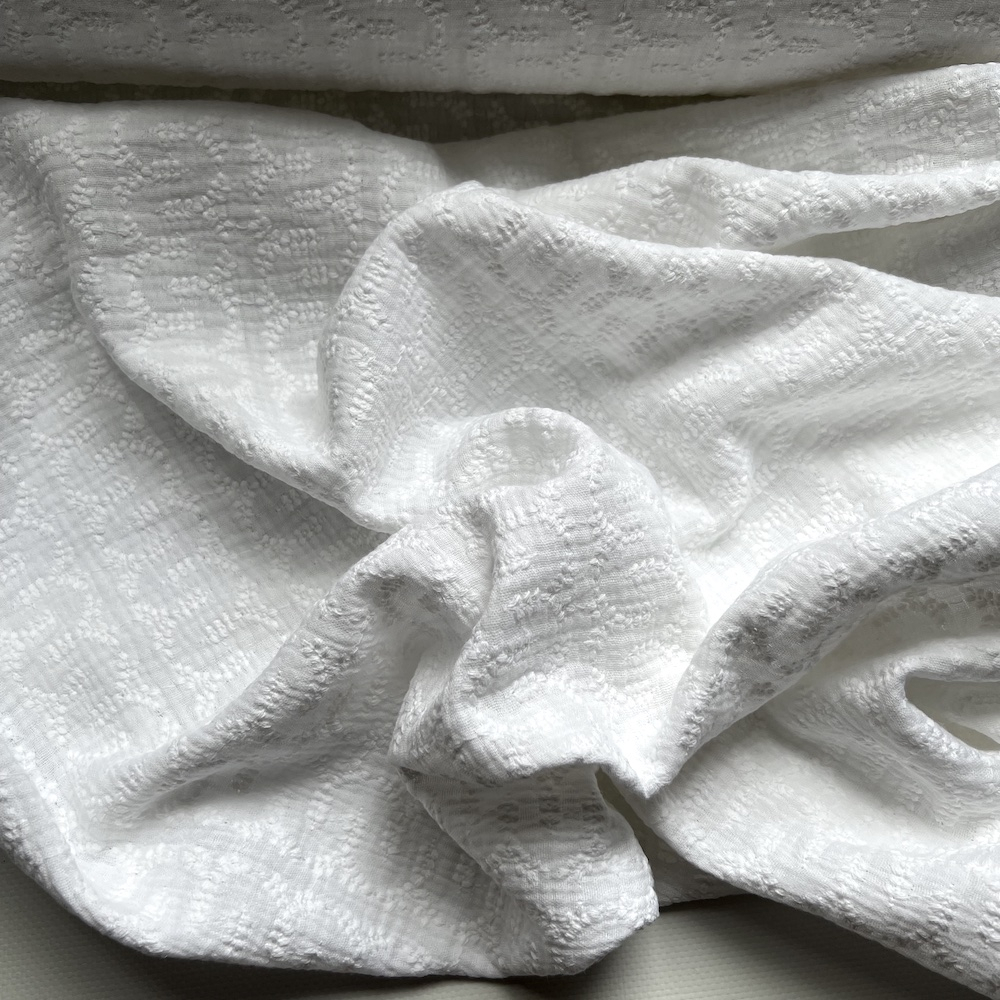 Double gaze de coton broderie anglaise coloris blanc Qualité Oeko-tex - 1