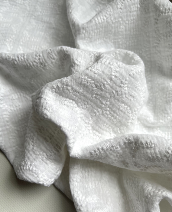 Double gaze de coton broderie anglaise coloris blanc Qualité Oeko-tex - 4