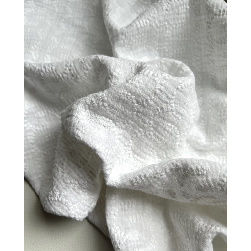 Double gaze de coton broderie anglaise coloris blanc Qualité Oeko-tex - 4