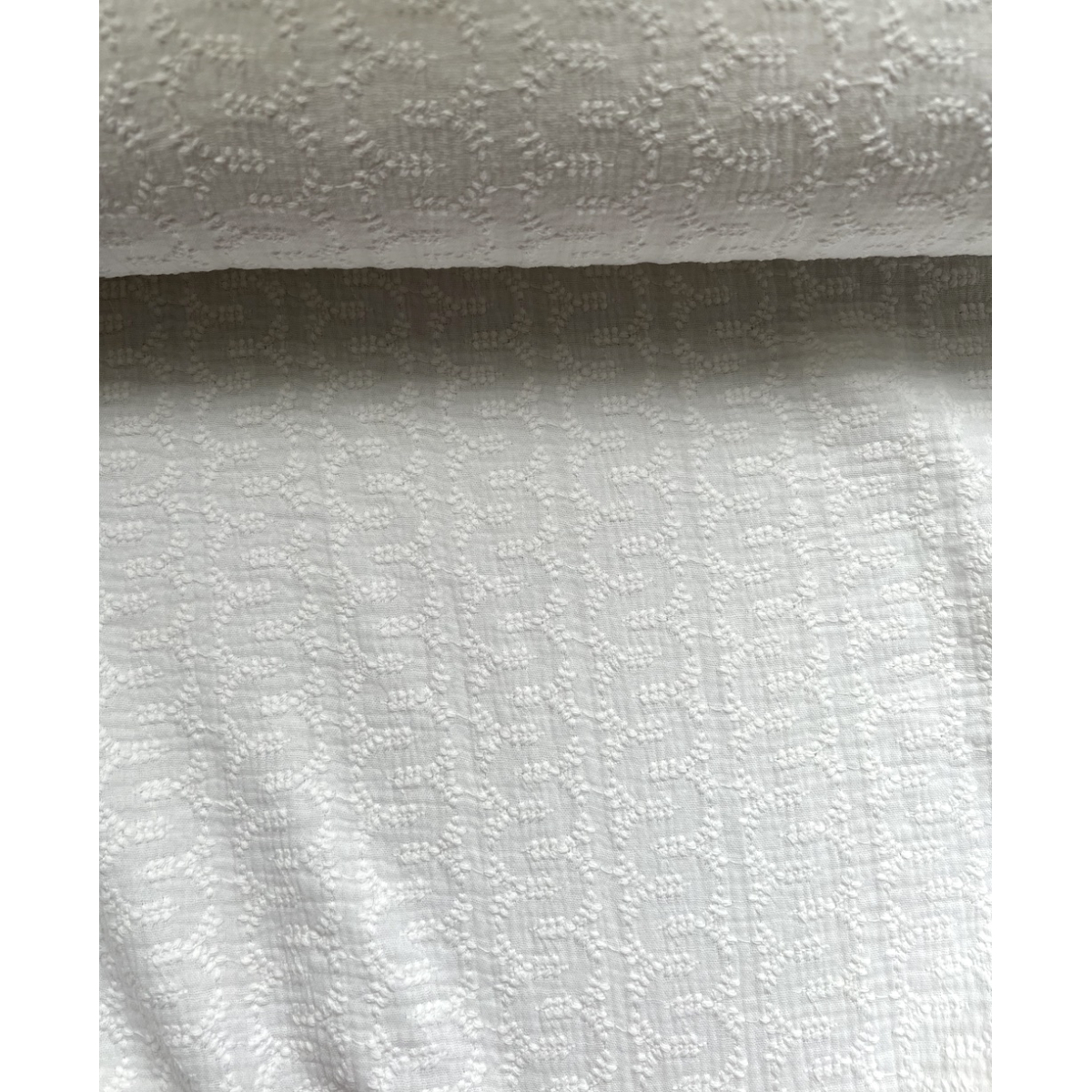Double gaze de coton broderie anglaise coloris blanc Qualité Oeko-tex - 6