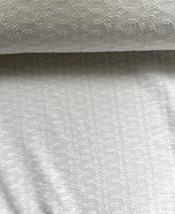 Double gaze de coton broderie anglaise coloris blanc Qualité Oeko-tex - 6