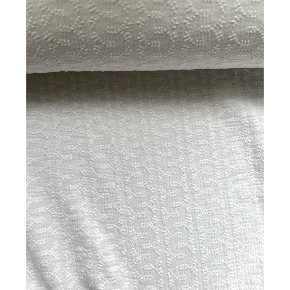Double gaze de coton broderie anglaise coloris blanc Qualité Oeko-tex - 6