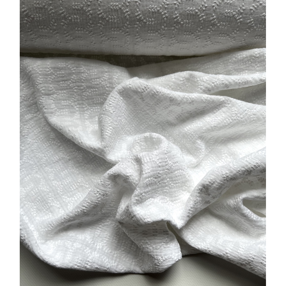 Double gaze de coton broderie anglaise coloris blanc Qualité Oeko-tex - 7