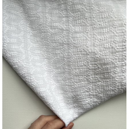 Double gaze de coton broderie anglaise coloris blanc Qualité Oeko-tex - 2