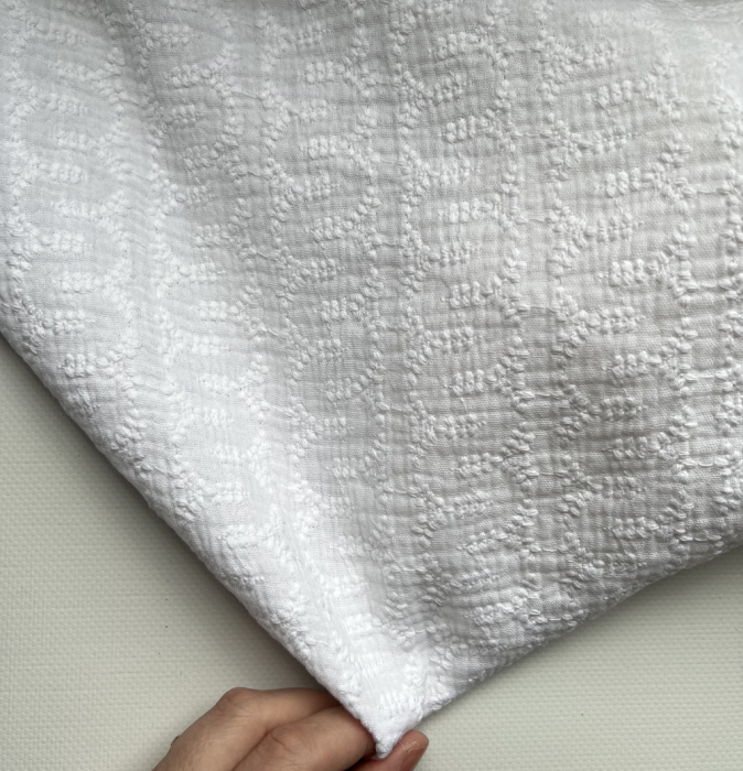 Double gaze de coton broderie anglaise coloris blanc Qualité Oeko-tex - 2