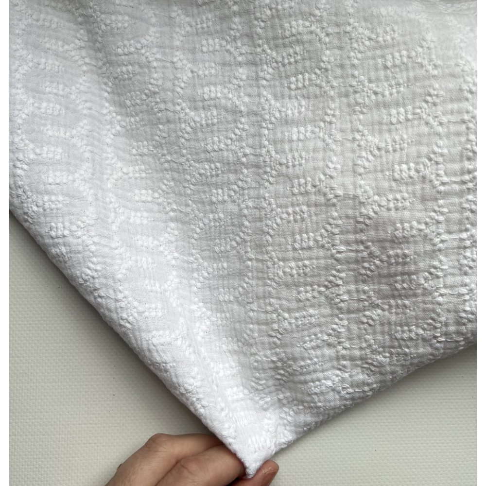 Double gaze de coton broderie anglaise coloris blanc Qualité Oeko-tex - 2