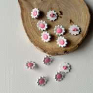 Bouton à queue forme marguerites / pâquerettes taille 15mm rose Batikou - 1