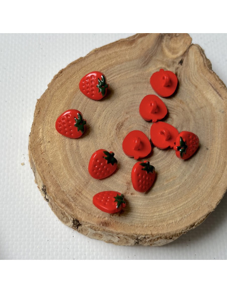 Bouton à queue forme fraises taille 13mm rouge Batikou - 1