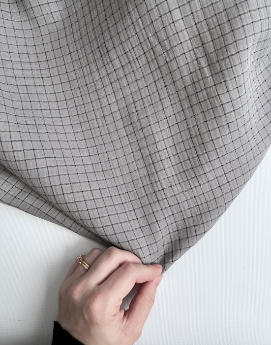 Theo - Gaze de coton lisse tissage carreaux coloris gris souris Tissus issus de l'agriculture biologique  - 3