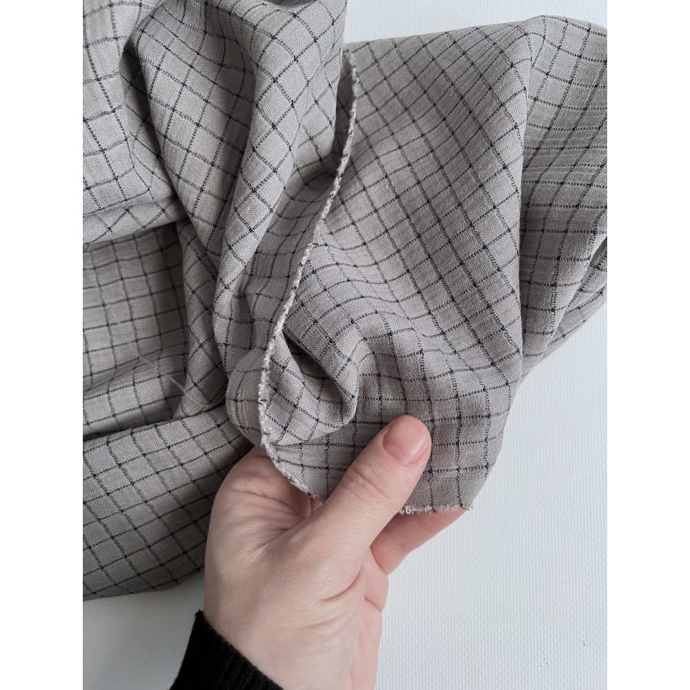Theo - Gaze de coton lisse tissage carreaux coloris gris souris Tissus issus de l'agriculture biologique  - 6