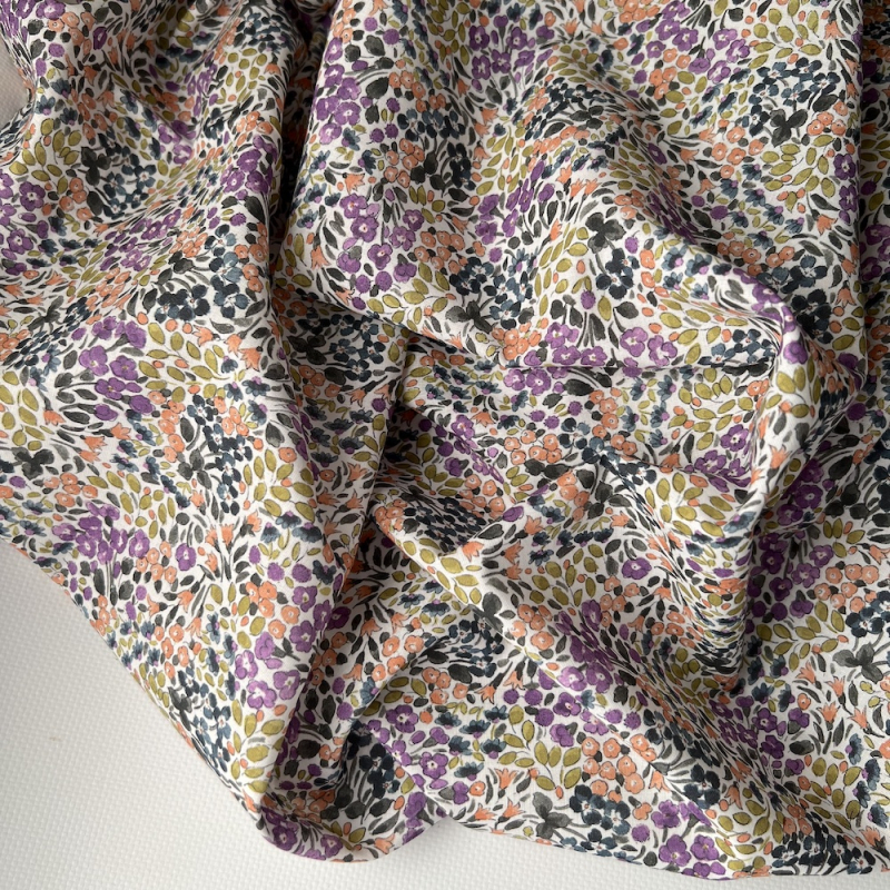 Annette - Batiste de coton SILKYNE à imprimé fleuri Tissus issus de l'agriculture biologique  - 1