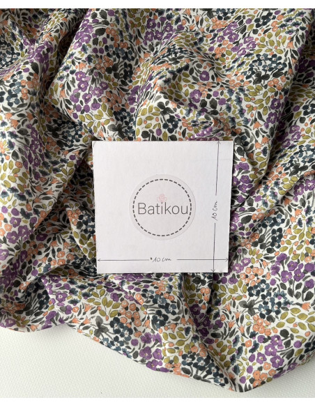 Annette - Batiste de coton SILKYNE à imprimé fleuri Tissus issus de l'agriculture biologique  - 4