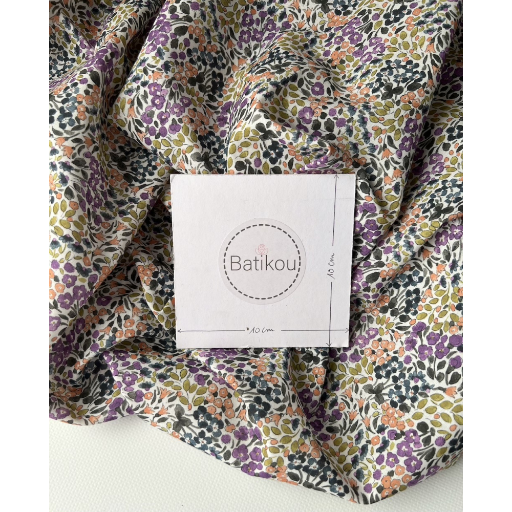 Annette - Batiste de coton SILKYNE à imprimé fleuri Tissus issus de l'agriculture biologique  - 4