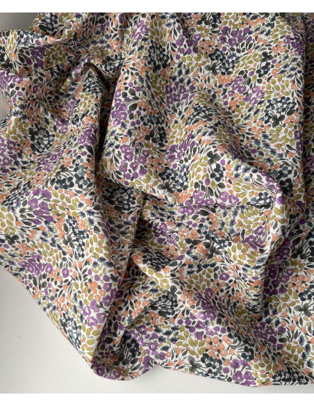 Annette - Batiste de coton SILKYNE à imprimé fleuri Tissus issus de l'agriculture biologique  - 5