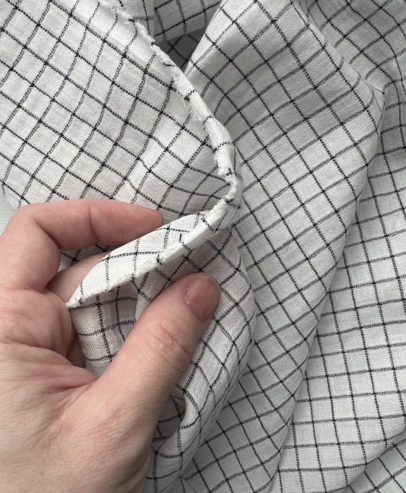 Theo - Gaze de coton lisse tissage carreaux coloris blanc Tissus issus de l'agriculture biologique  - 6