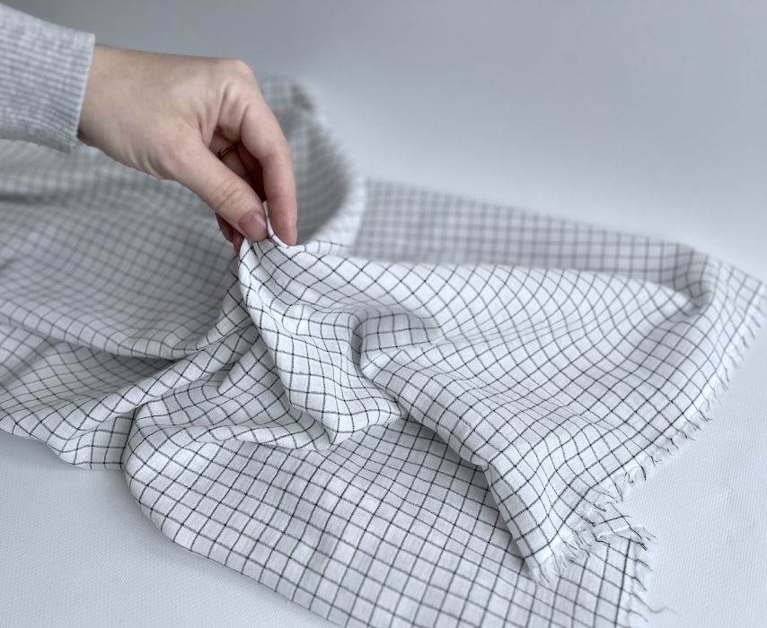 Theo - Gaze de coton lisse tissage carreaux coloris blanc Tissus issus de l'agriculture biologique  - 8