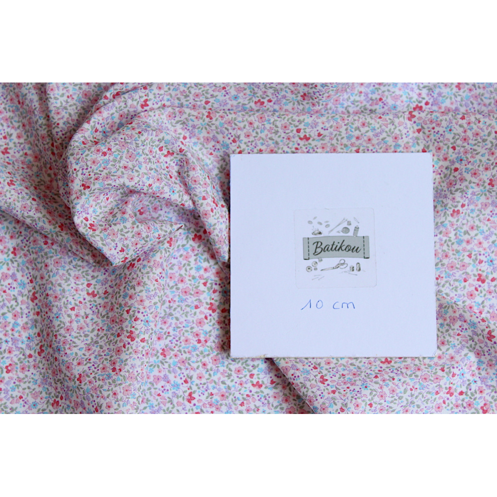 Batiste de coton SILKYNE imprimé fleuri rose