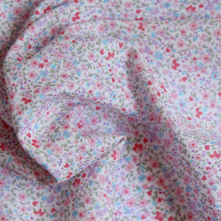 Batiste de coton SILKYNE imprimé fleuri rose Batiste de coton SILKYNE imprimé fleuri rose