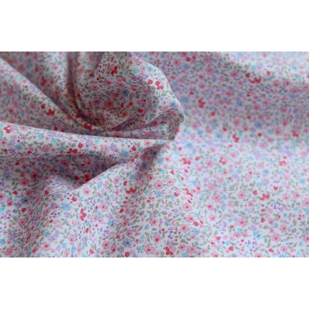 Batiste de coton SILKYNE imprimé fleuri rose Batiste de coton SILKYNE imprimé fleuri rose