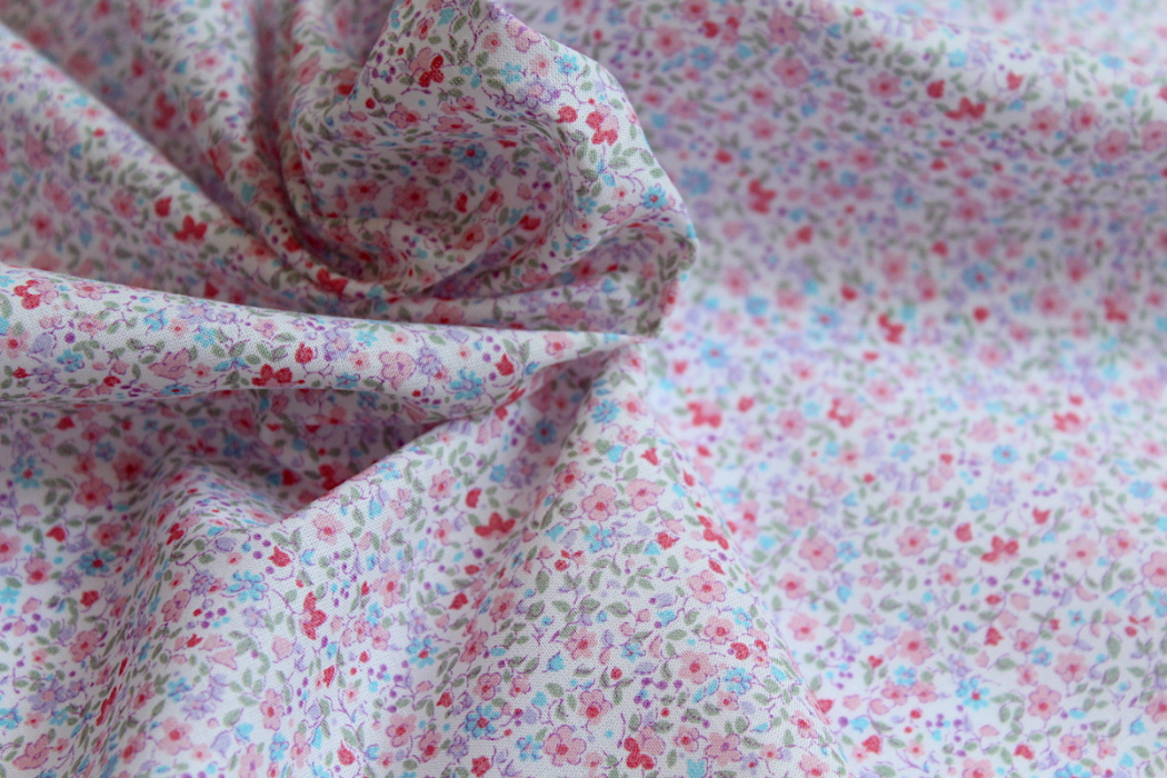 Batiste de coton SILKYNE imprimé fleuri rose