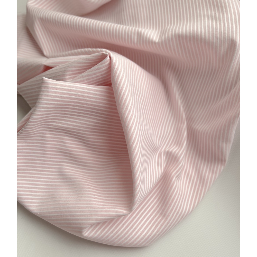 Coton bio gaufré à rayures rose dragée / blanc Tissus issus de l'agriculture biologique  - 5