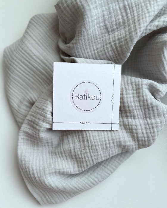 Double gaze de coton BIO unie gris perle Tissus issus de l'agriculture biologique  - 4