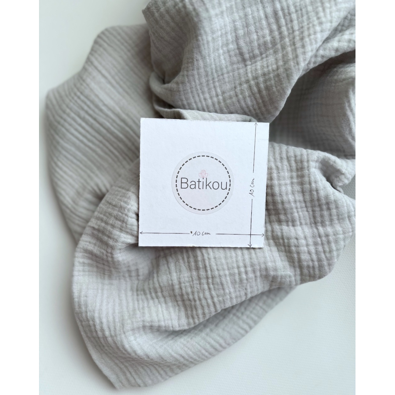 Double gaze de coton BIO unie gris perle Tissus issus de l'agriculture biologique  - 4