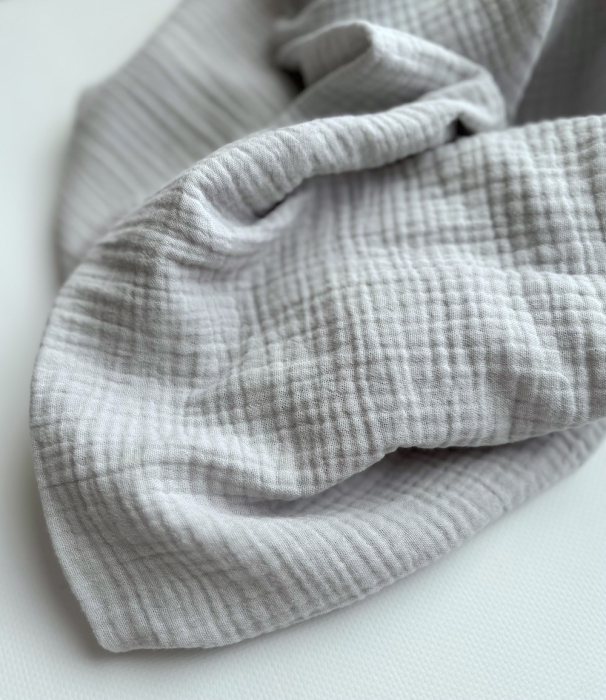 Double gaze de coton BIO unie gris perle Tissus issus de l'agriculture biologique  - 5
