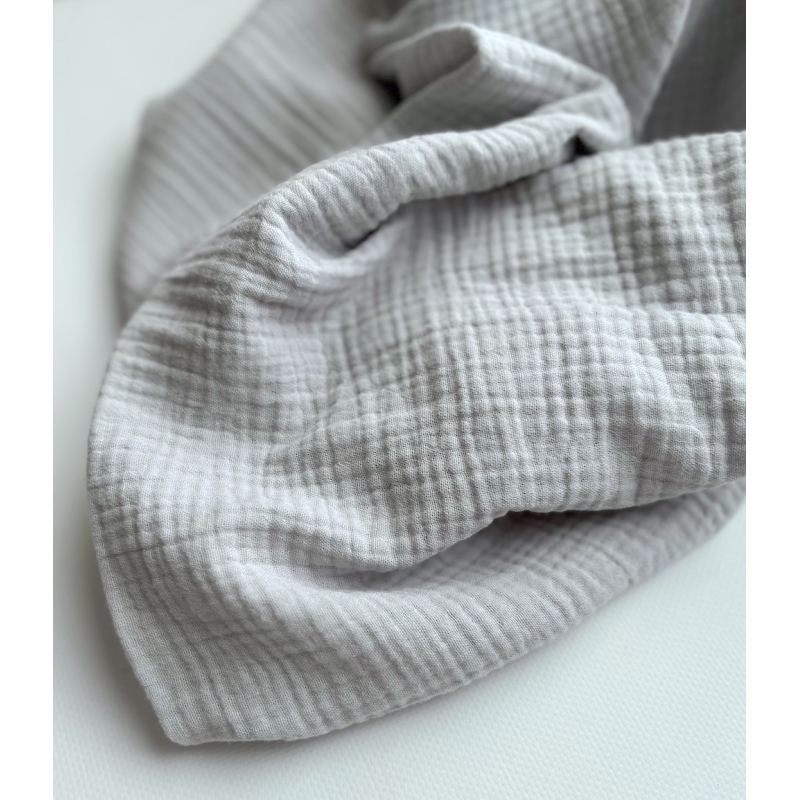 Double gaze de coton BIO unie gris perle Tissus issus de l'agriculture biologique  - 5