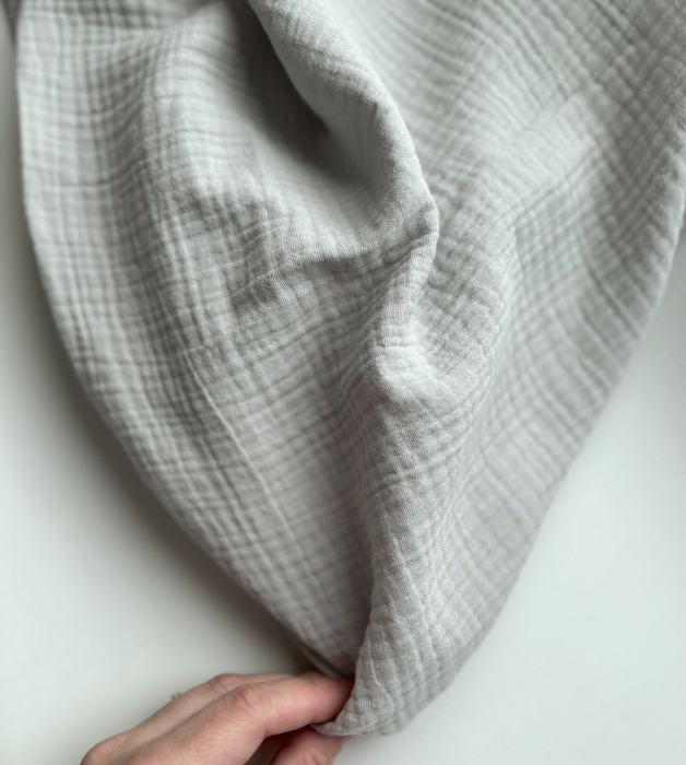 Double gaze de coton BIO unie gris perle Tissus issus de l'agriculture biologique  - 6