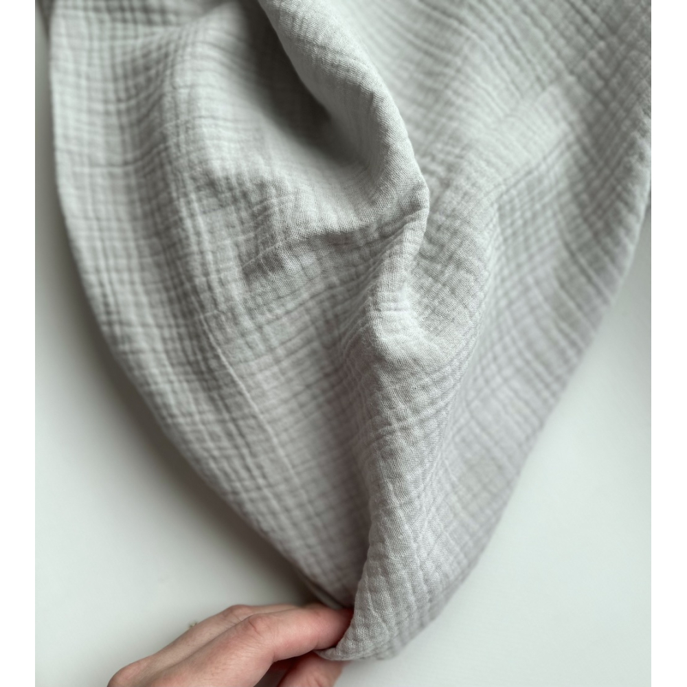 Double gaze de coton BIO unie gris perle Tissus issus de l'agriculture biologique  - 6